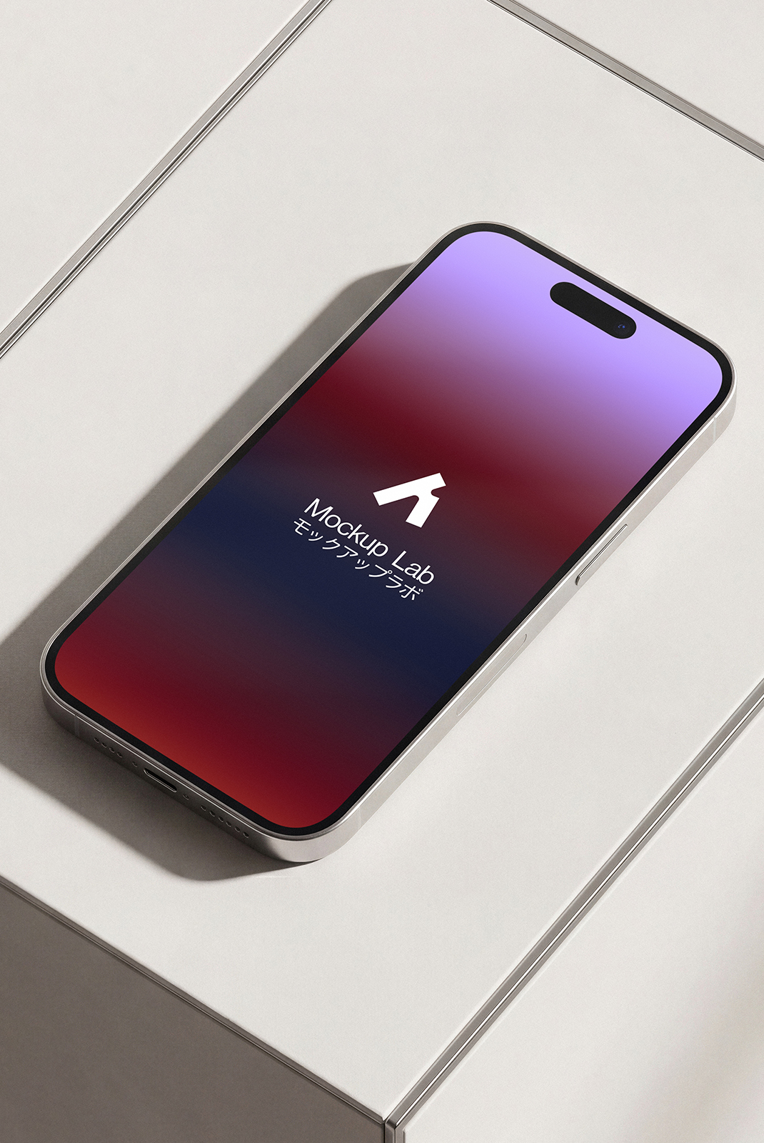 Front view of the iPhone 20ML mockup displaying a vibrant app interface.